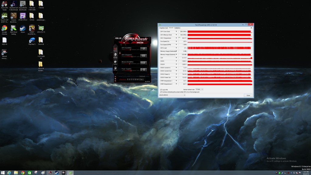 Overclocked ARES III 1125 5550 Temperatures Koolance EXOS v2 1055