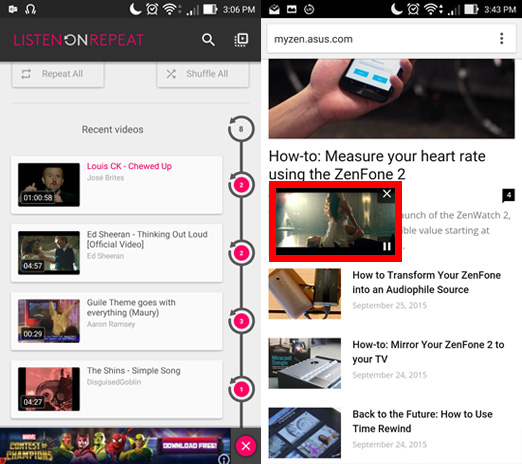 ZenFone2 Listen on Repeat