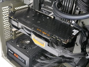 MATRIX GTX 980 Ti installed in system top view down angle