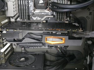 MATRIX GTX 980 Ti installed in system top side angle
