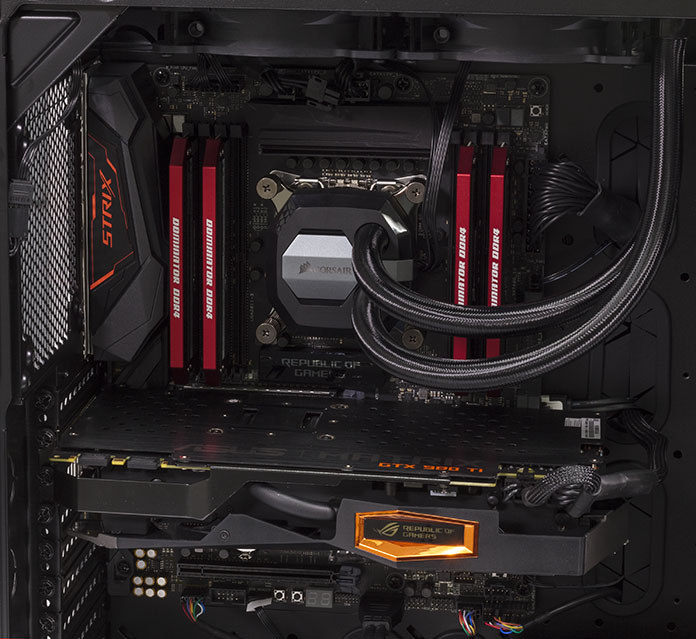 The ROG Strix X99 Gaming motherboard illuminates a Broadwell-E