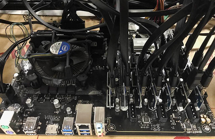 The ASUS B250 Mining Expert motherboard boasts 19 PCIe slots for 