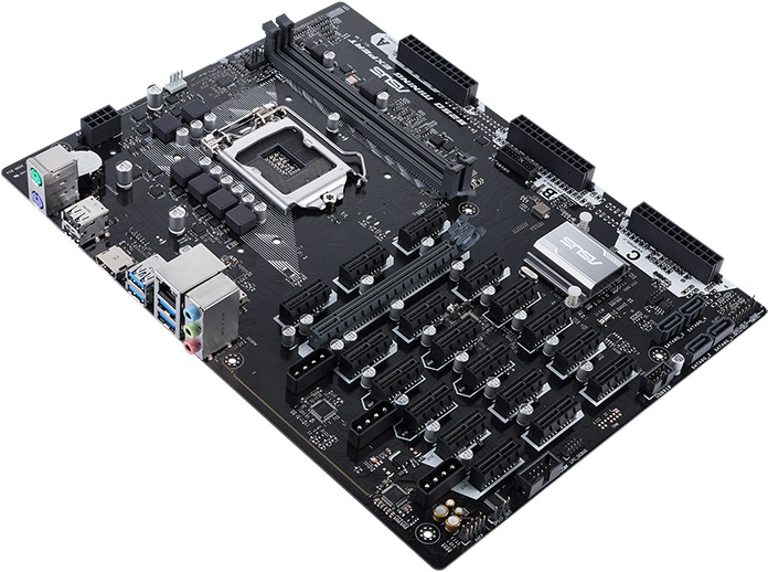 The ASUS B250 Mining Expert motherboard boasts 19 PCIe slots for your