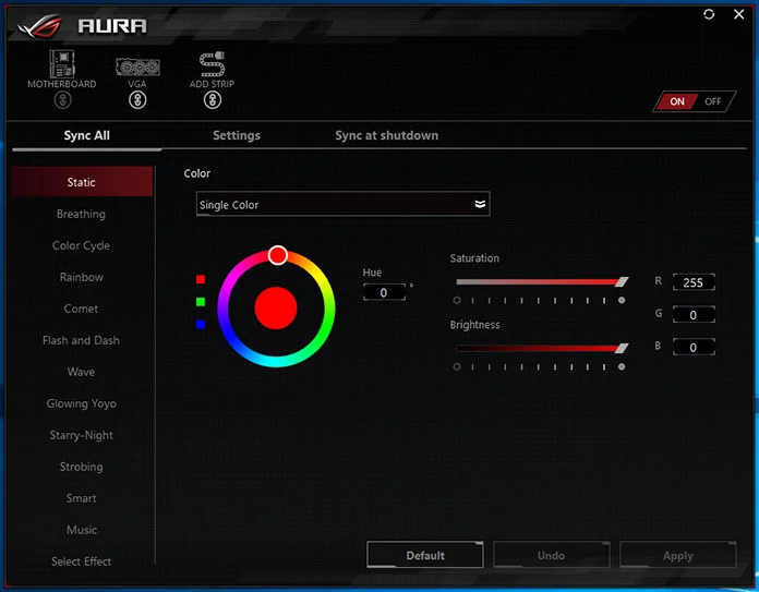 change motherboard led color