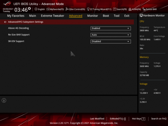 Pci subsystem settings что это