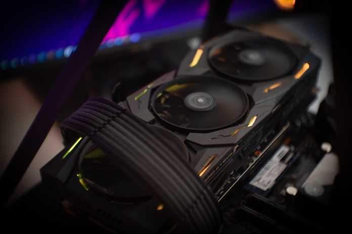 ROG Strix GeForce RTX 2070 SUPER graphics card installed in a PC