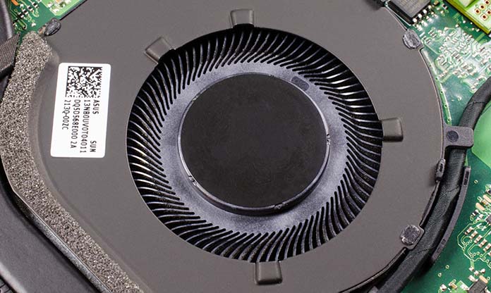 Closeup of laptop fan