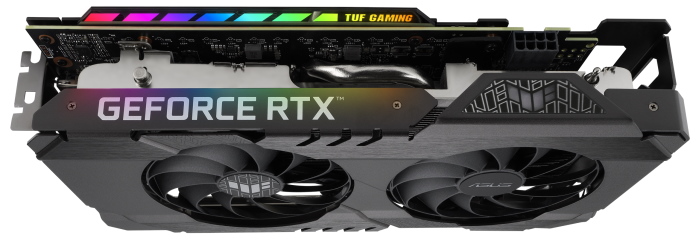 Top edge of TUF Gaming GeForce RTX 3050