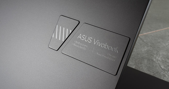 ASUS Vivobook logo on laptop lid