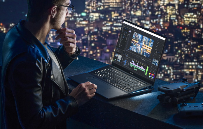 Man using the Zenbook Pro 16X OLED