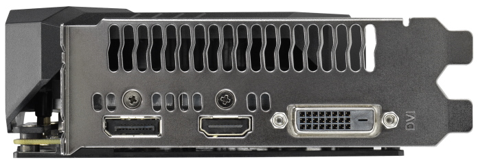 Display output ports of the TUF GeForce GTX graphics card