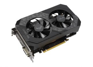 The shroud and fans of the TUF GeForce GTX 1630 graphics card