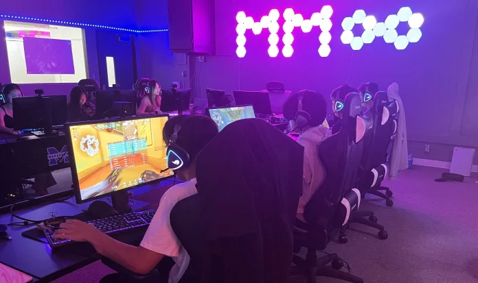 Students in a high school esports program