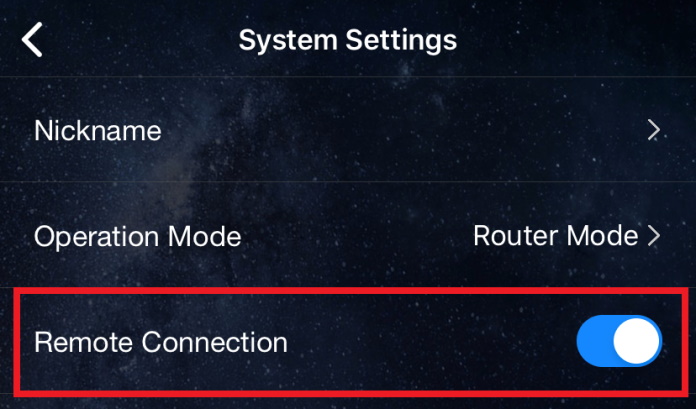 System settings menu in the ASUS Router app