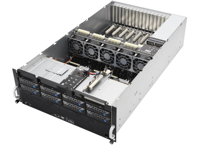 Top view of the ASUS ESC8000-A-E11 GPU server