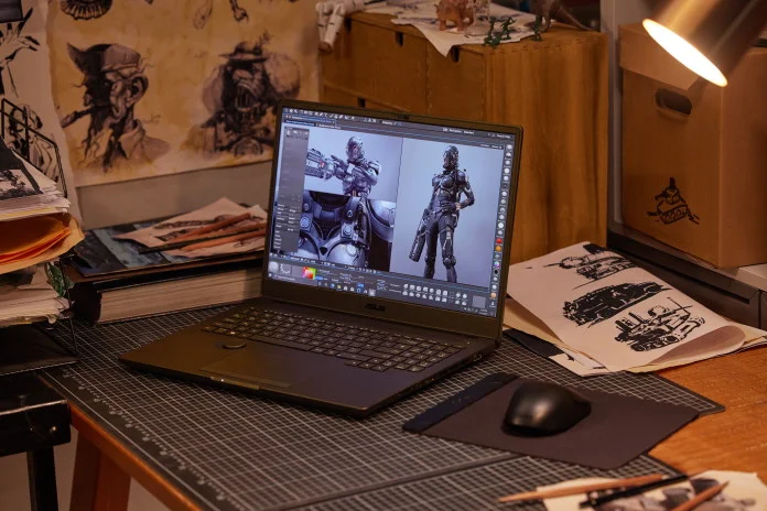 ProArt Studiobook laptop being used for 3D rendering 