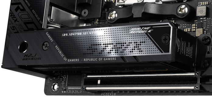 Chipset and M.2 heatsink for the ROG Strix X670E-I Gaming WiFi motherboard
