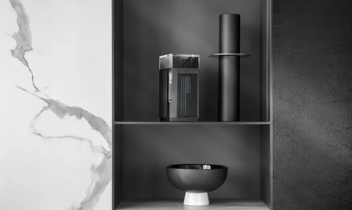 ZenWiFi Pro ET12 mesh WiFi system on a shelf