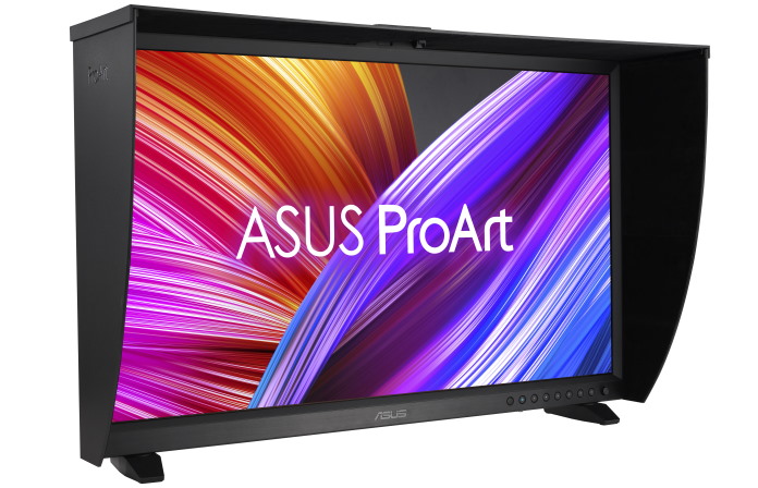 ProArt Display PA32DC monitor with hood attached