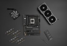 TUF Gaming PC DIY components arranged on a table