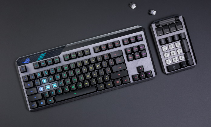 ROG Claymore II gaming keyboard with the numpad detached 