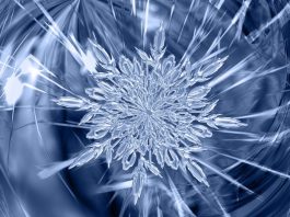 Closeup view of ice crystal