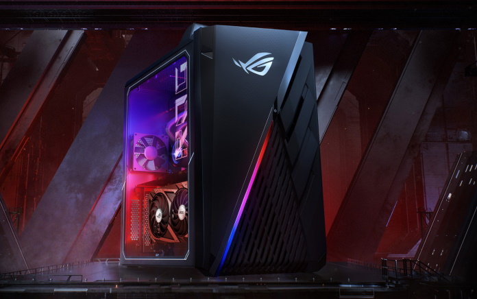 ROG Strix GA35 gaming desktop with tempered glass side panel