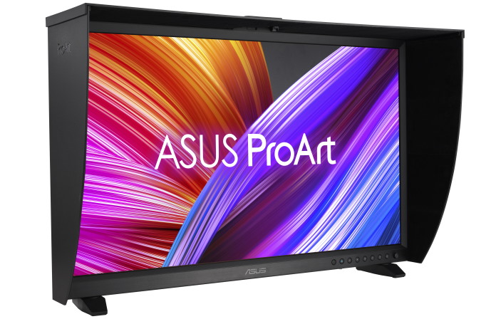 ProArt Display OLED PA32DC monitor with hood attached