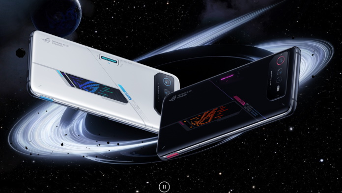 ROG Phone 6 gaming smartphone against a backdrop of deep space