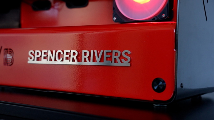 Custom-designed nameplate for the PC build for Spencer Rivers