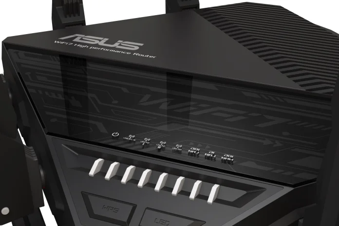 Close of the top cover of the ASUS RT-BE96U wireless router