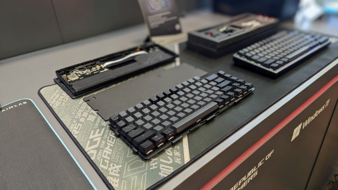 ROG Azoth gaming keyboard in various states of assembly