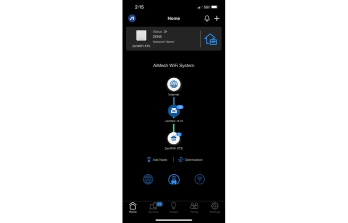 A screenshot of the ASUS Router app showing the topology of Vicky's home network