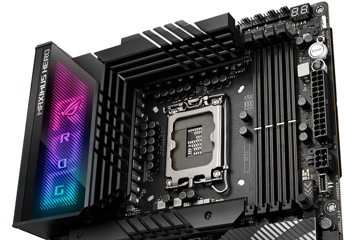 Image of the CPU socket and DDR5 RAM slots on the ROG Maximus Z790 Hero motherboard