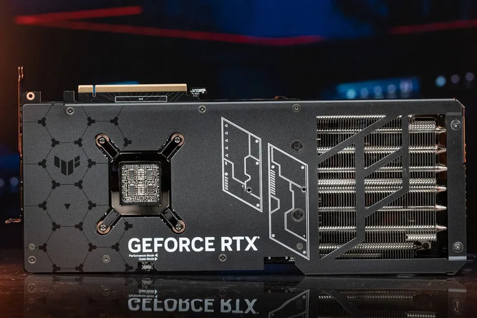The backplate of the TUF Gaming GeForce RTX 4070 Ti graphics card