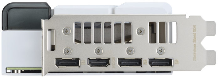 A view of the mounting bracket and output ports 