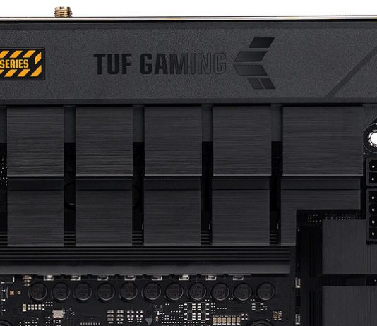 Closeup image of I/O shroud on TUF Gaming B650-Plus WiFi motherboard