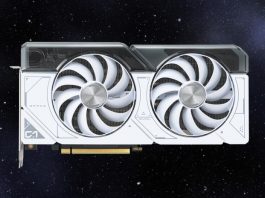 The ASUS Dual GeForce RTX 4070 White Edition floating in the void of deep space