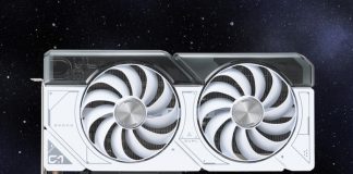 The ASUS Dual GeForce RTX 4070 White Edition floating in the void of deep space
