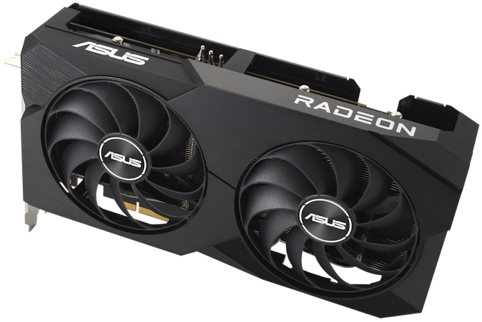 Front view of the ASUS Dual AMD Radeon RX 7600 graphics card