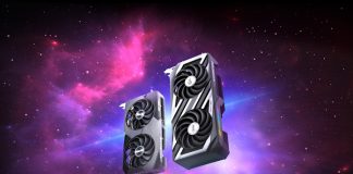 The ROG Strix AMD Radeon RX 7600 and ASUS Dual AMD Radeon RX 7600 graphics cards against a space-themed background