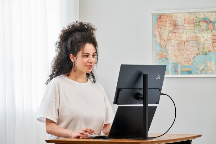 A ZenScreen monitor mounted for comfortable viewing with the ZenScreen Stand MTS02D