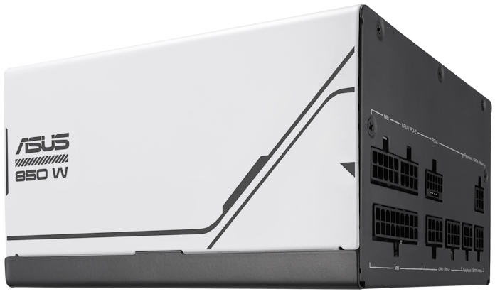 Side view of the PSU showing the black and white panels
