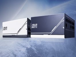 Two ASUS Prime Gold Series PSUs against a stylized space-themed background