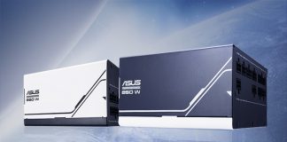 Two ASUS Prime Gold Series PSUs against a stylized space-themed background