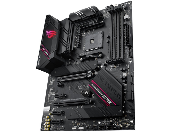 A full view of the ROG Strix B550-F Gaming WiFi II motherboard