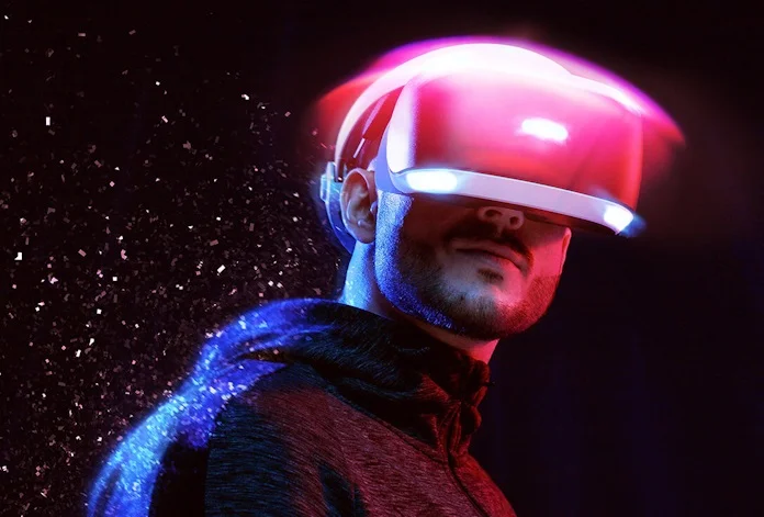 A young man wearing a VR headset