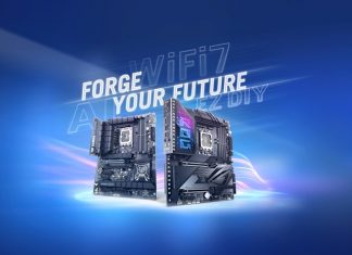 Two Z790 motherboards from ASUS with the text "Forge Your Future"