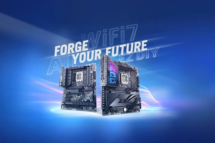 Two Z790 motherboards from ASUS with the text 