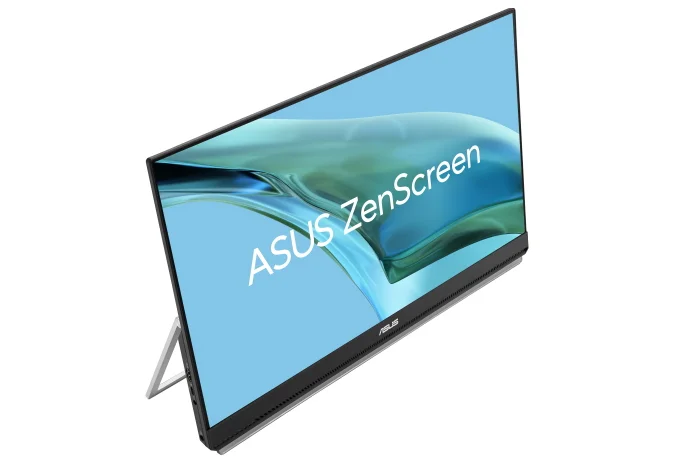 ASUS ZenScreen MB249C display from an above angle view